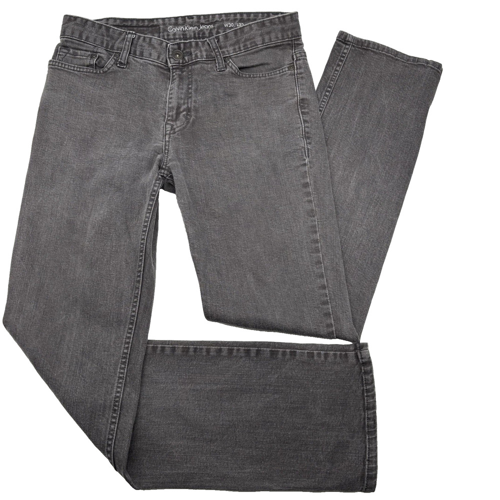 2009 Calvin Klein 'Straight' Charcoal Wash Low Rise Stretch Jeans 30x32